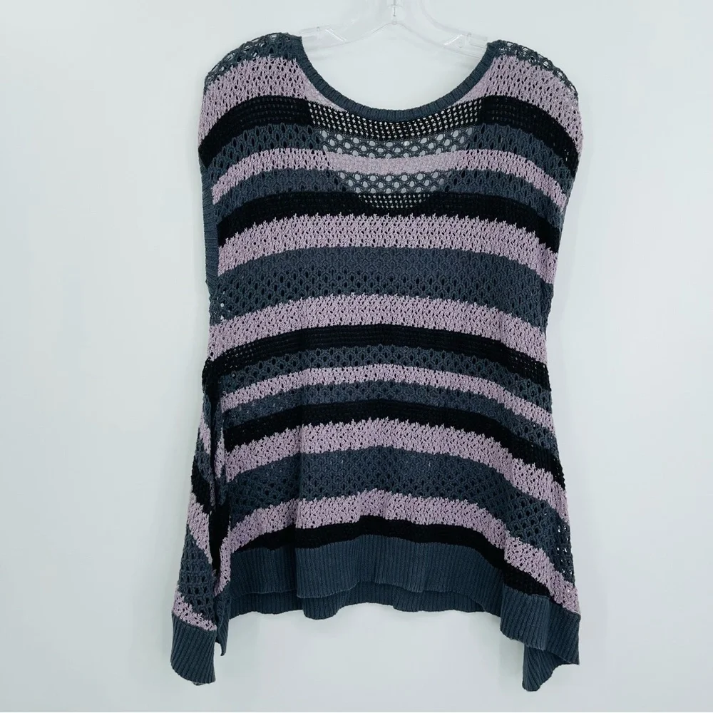 Free People crochet‎ knit top sleeveless stripe sharkbite women's size XS